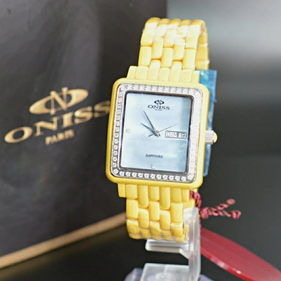 Oniss Paris Accessories - Oniss Paris Yellow Ceramic MOP Dial Women's Watch